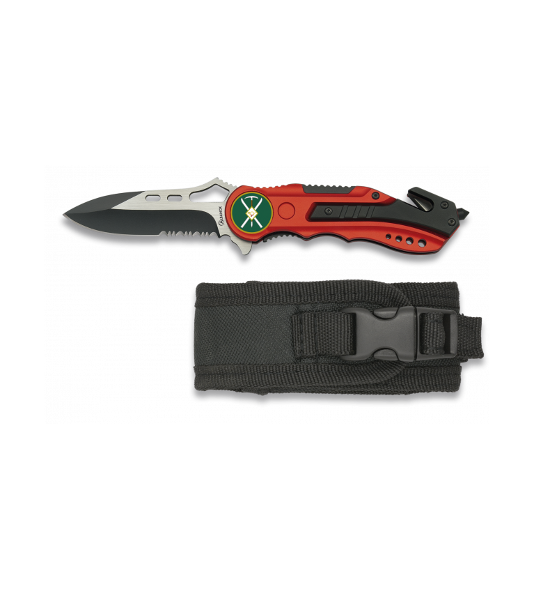 Navaja Albainox roja. sierra. funda. 6.5