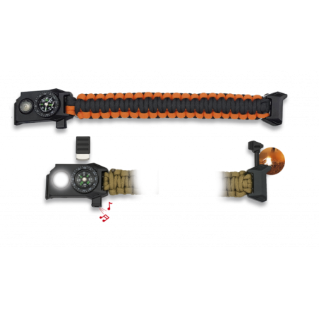 Brazalete paracord/ brujula/silbato/LED