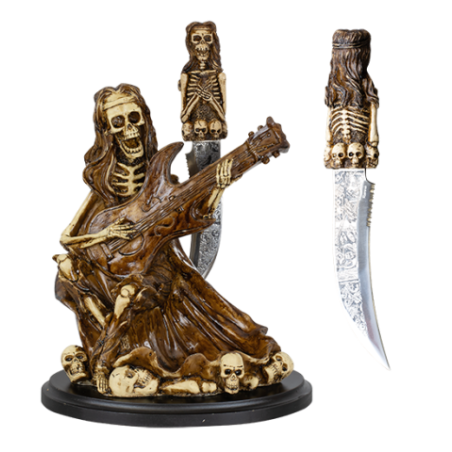 Cuchillo decoración calavera guitarra