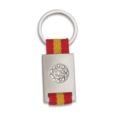 Llavero rectangulo plata + cinta bandera