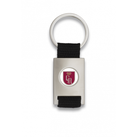 Llavero rectangular plata + cinta negra