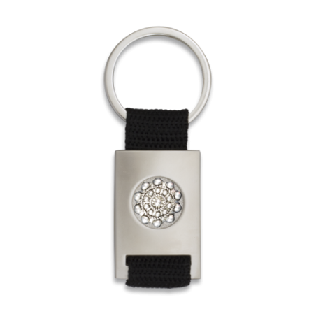 Llavero rectangulo plata + cinta negra