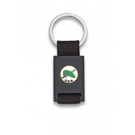 Llavero rectangulo negro + cinta negra
