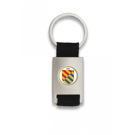 Llavero rectangulo plata + cinta negra