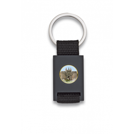 llavero rectangulo negro + cinta negra