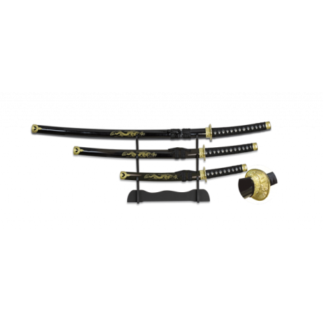 Set 3 Katanas TOLE10.Peana. 69/49/29 cm
