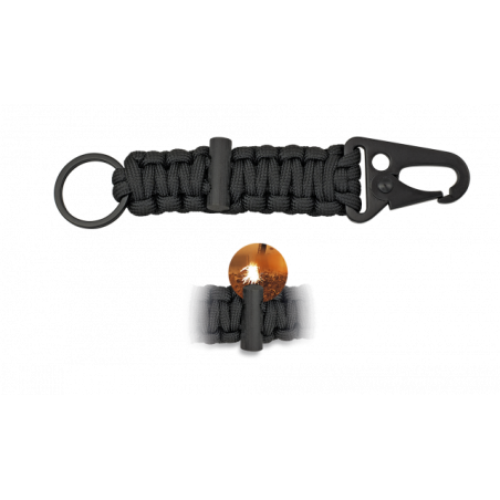 mini mosquetón con paracord negro