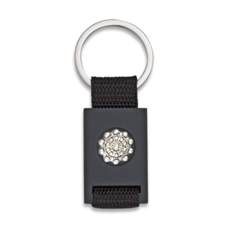 Llavero rectangulo negro + cinta negra