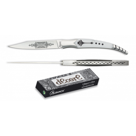 Navaja albainox blanca. hoja: 8.8 cm
