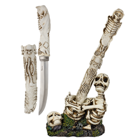 Cuchillo decoración c/peana calaveras