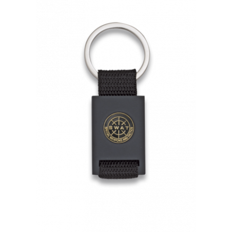 Llavero rectangulo negro + cinta negra