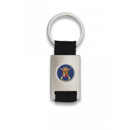 Llavero rectangulo plata + cinta negra