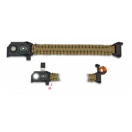 Brazalete paracord/ brujula/silbato/LED