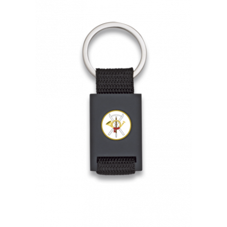 llavero rectangulo negro + cinta negra