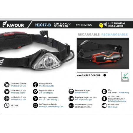 Frontal RECARG.120LM. Negro
