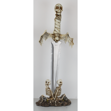 Cuchillo decoración  calavera-alas peana