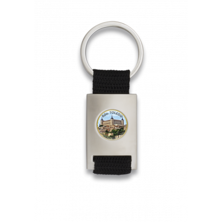 Llavero rectangulo plata + cinta negra