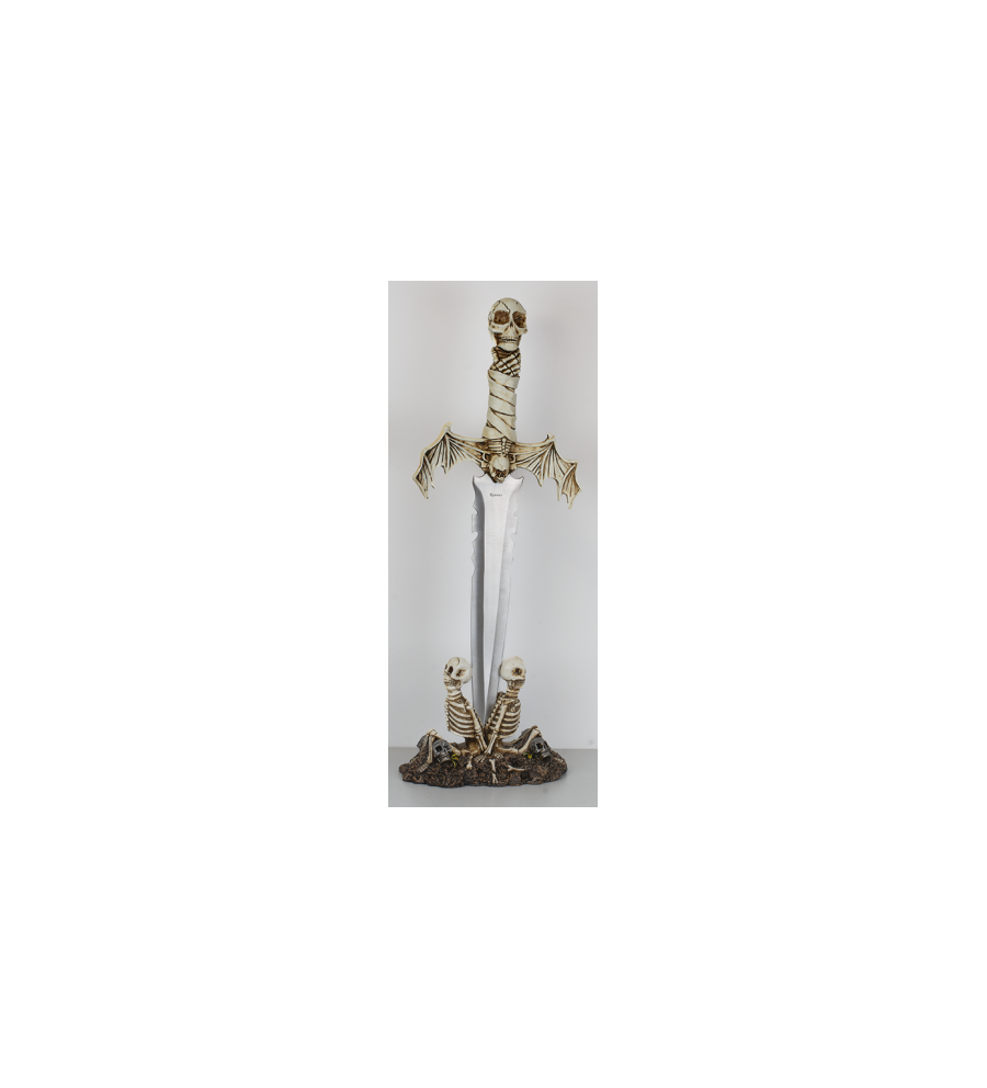 Cuchillo decoración  calavera-alas peana