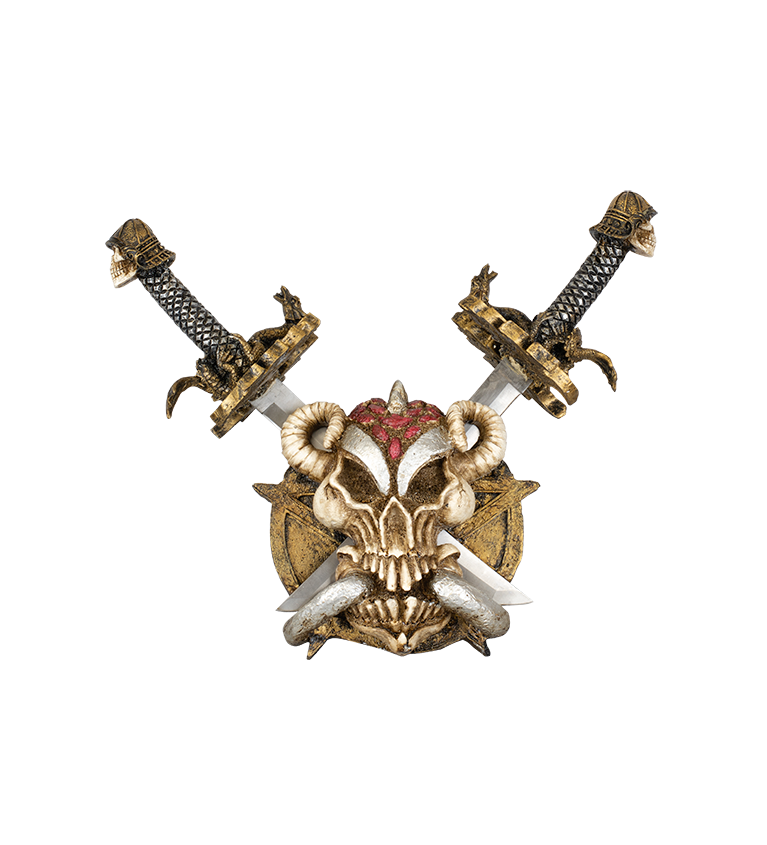 Set 2 Cuchillos  c/peana calavera Resina