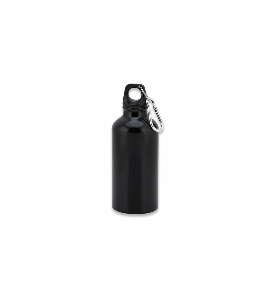 Bidon Negro 400ml con mosqueton Barbaric