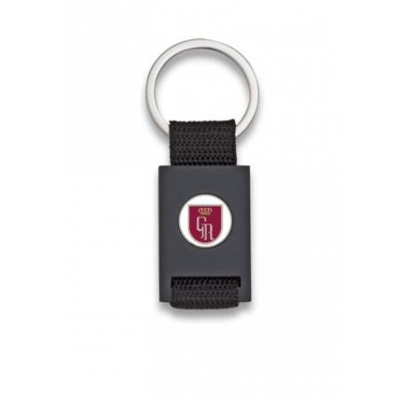 llavero rectangulo negro + cinta negra