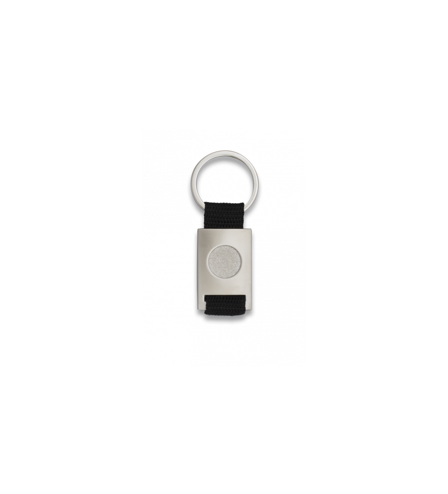 llavero rectangulo plata +  cinta negra