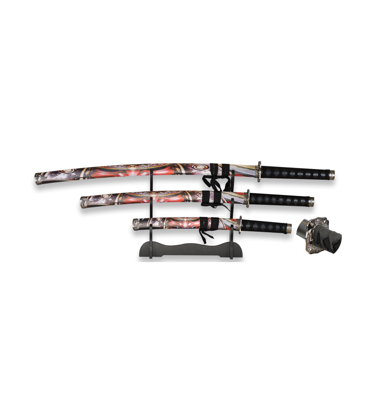 set de 3 katanas Tole10 con peana