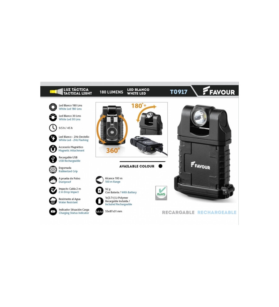 Linterna led MAGNETICA. 180LM. WATER. ne