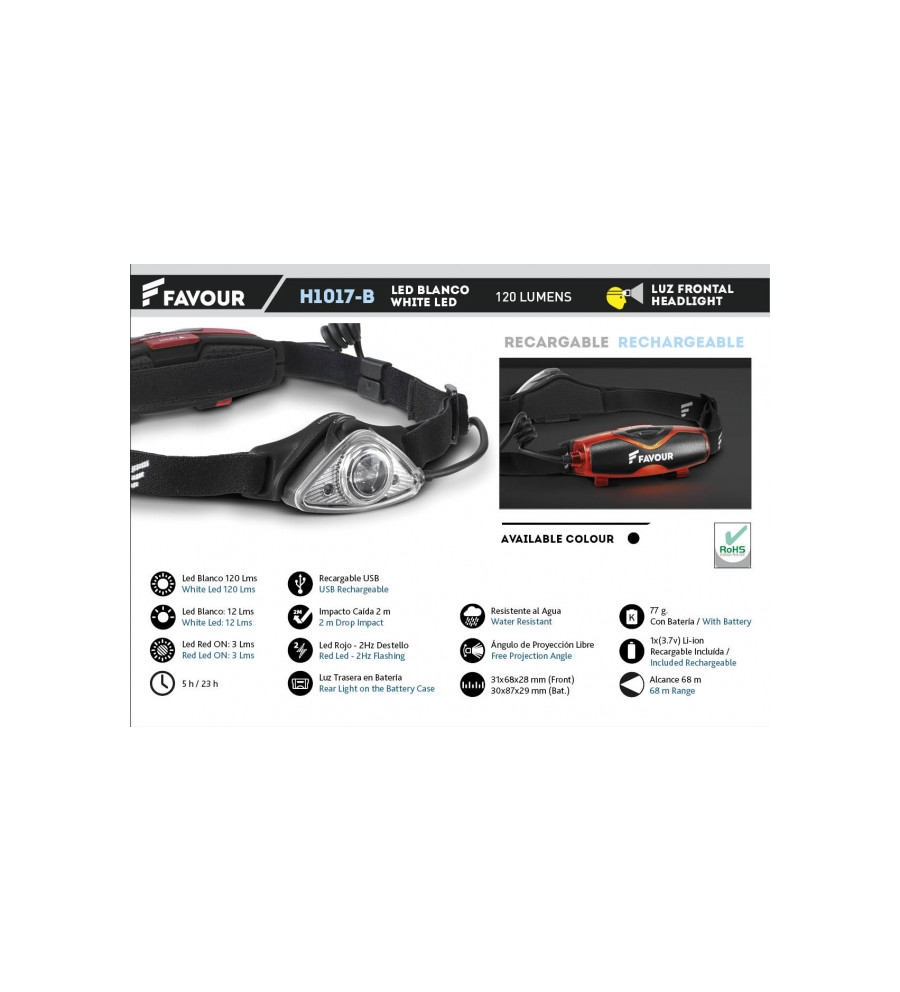 Frontal RECARG.120LM. Negro