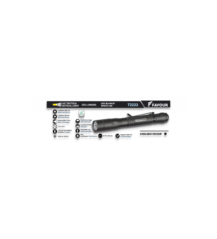 Linterna FAVOUR LIGHT.  250 LM