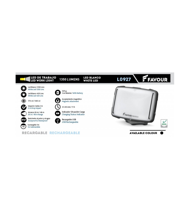 Foco FAVOUR recargable 1350 lumens