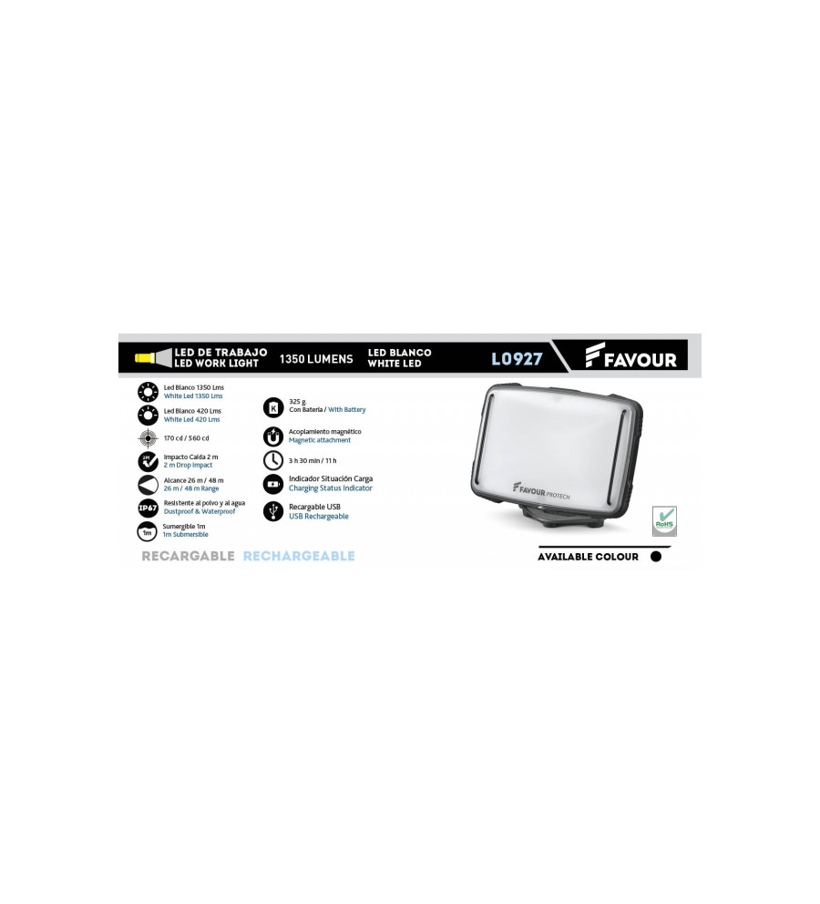 Foco FAVOUR recargable 1350 lumens