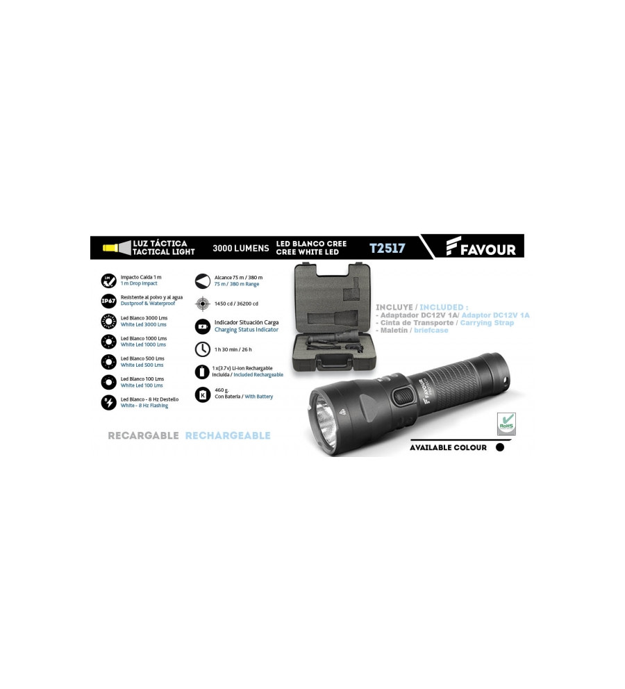 Linterna FAVOUR Recargable 3000 lumens