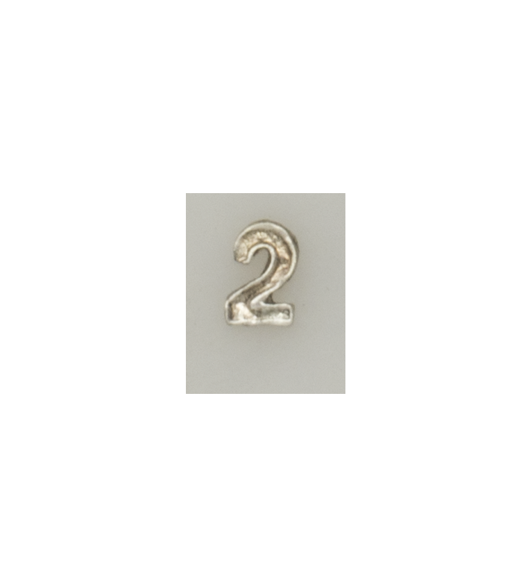 Numeral pasador diario " 2 PLATA "