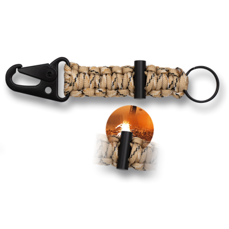 mini mosqueton con paracord coyote