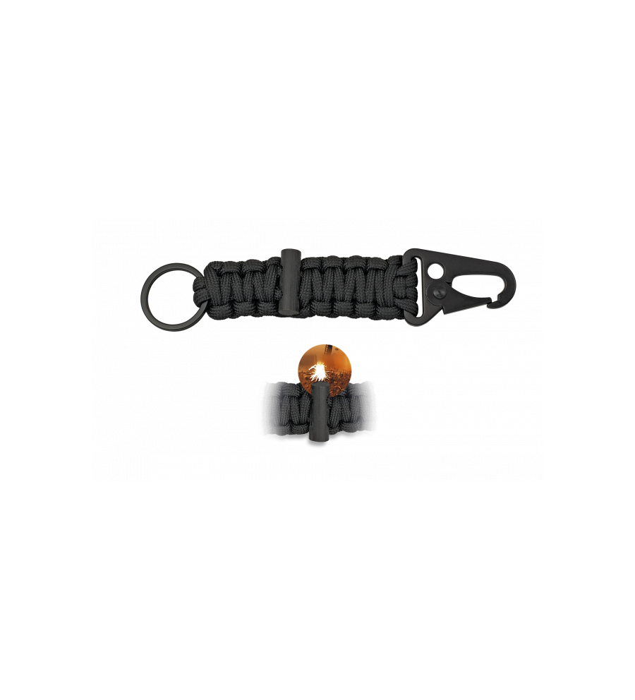 mini mosquetón con paracord negro