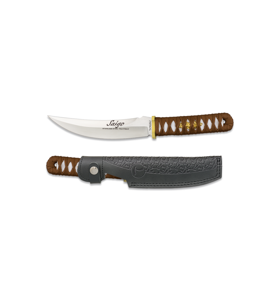 cuchillo Tokisu funda piel CNC encordado