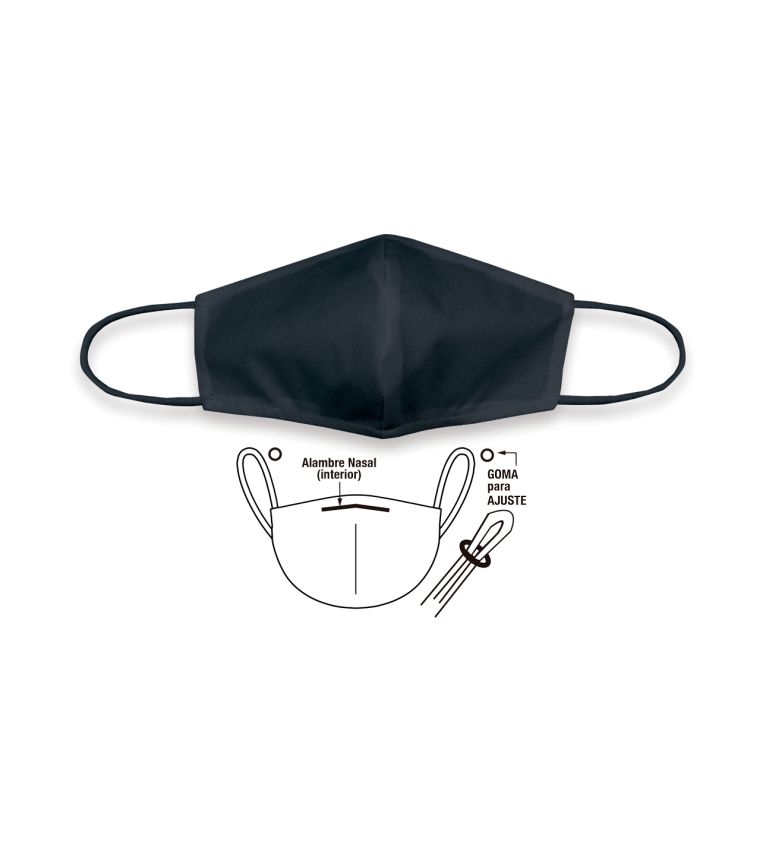 Cubre-Mascarilla TNT negra. Adulto G