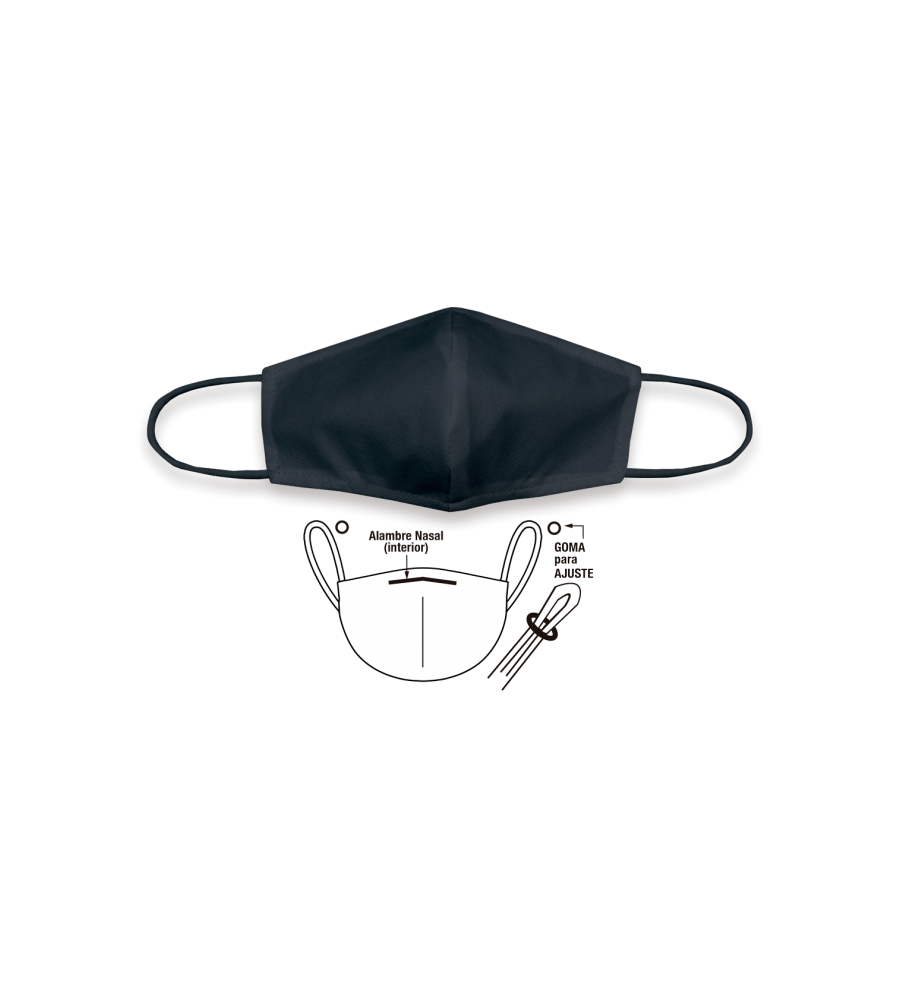 Cubre-Mascarilla TNT negra. Adulto G