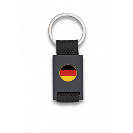 Llavero rectangulo negro + cinta negra