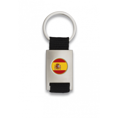 Llavero rectangulo plata + cinta negra