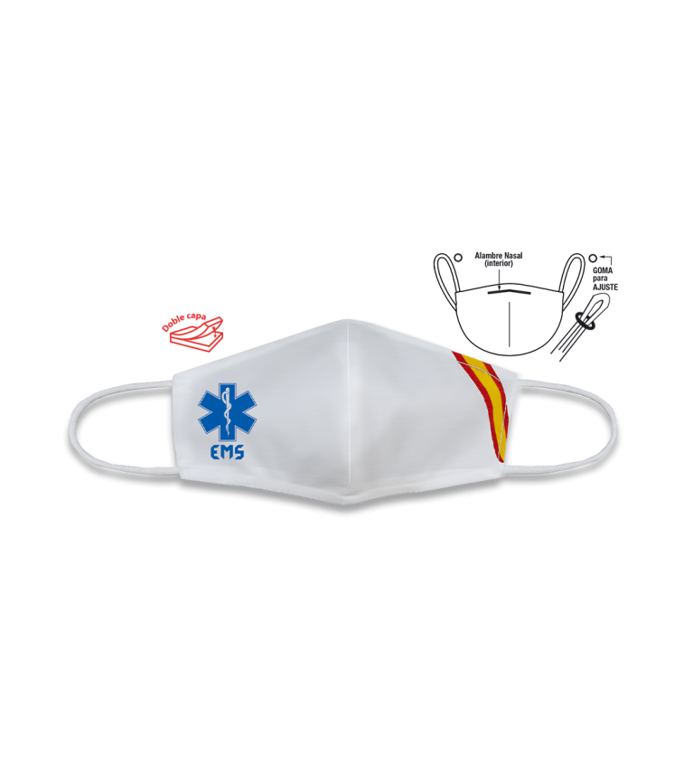 Cubre-Mascarilla Blanca Bandera EMS.