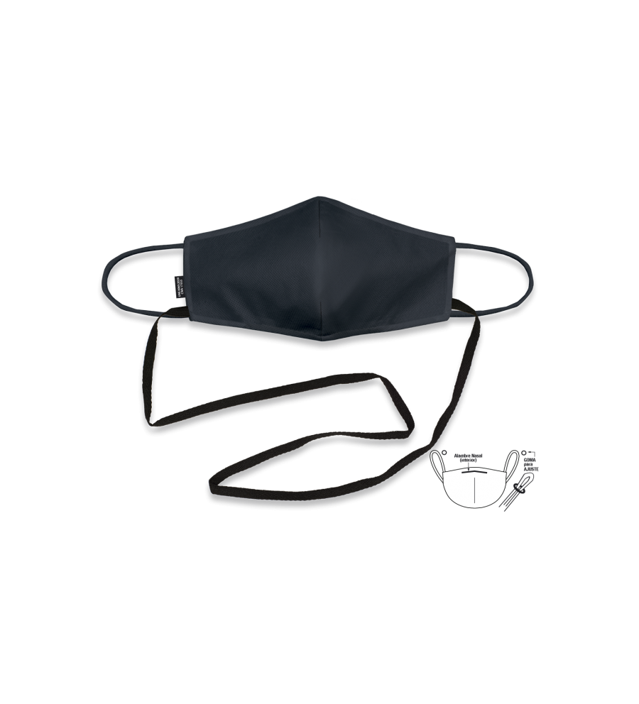 Mascarilla Lisa Negra con Cordon M