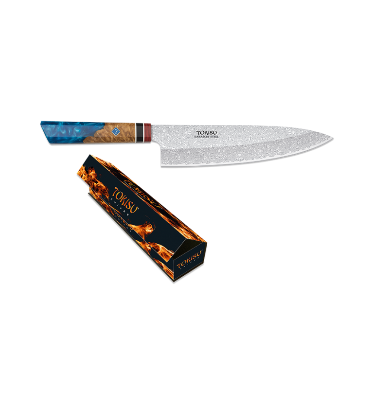 Cuchillo GYUTO TOKISU hoja Damasco, 21.5