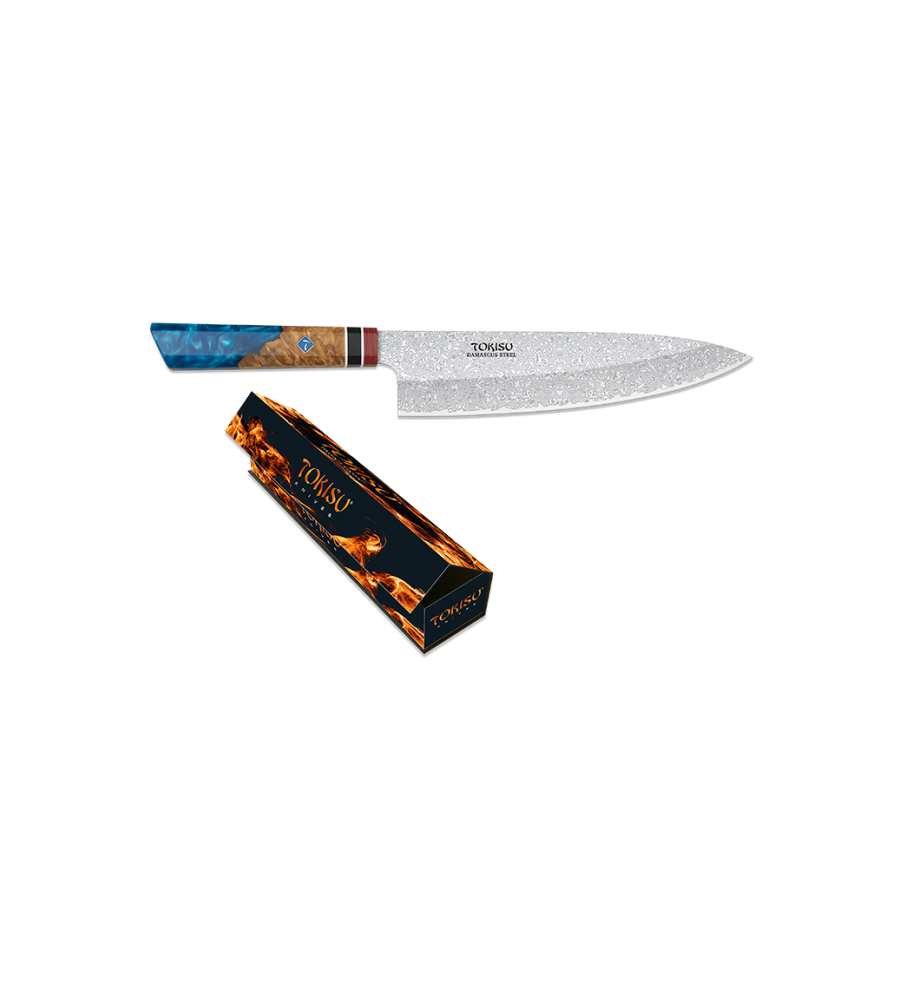 Cuchillo GYUTO TOKISU hoja Damasco, 21.5