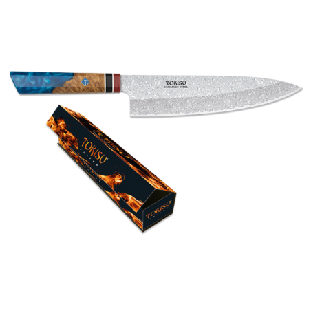 Cuchillo GYUTO TOKISU hoja Damasco, 21.5