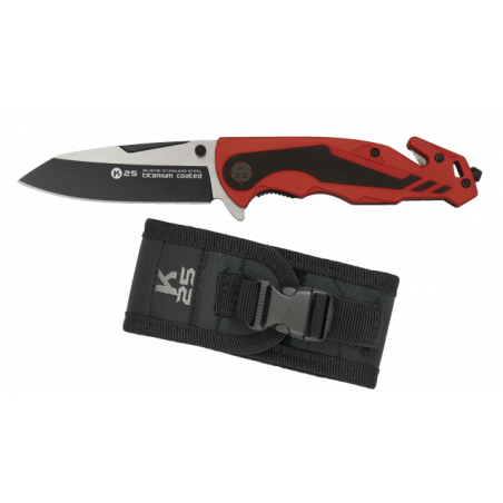 navaja K25 G10 roja / negra. hoja: 8,8 c