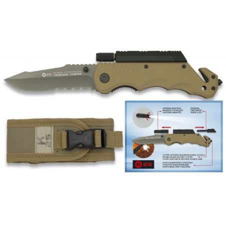 Navaja K25. pedernal y linterna. h:9CM