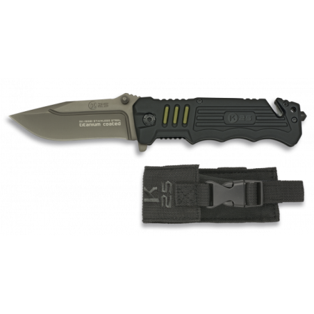 Navaja K25  negra. Rubber coated. h: 8.7