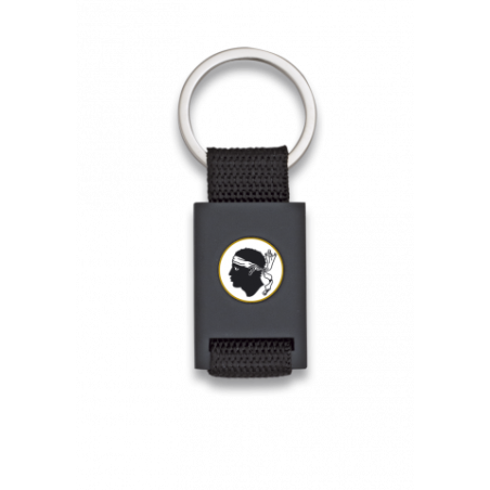 Llavero rectangulo negro + cinta negra